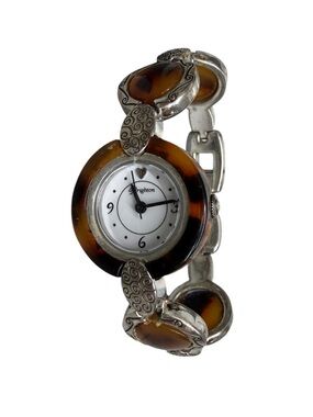 Brighton Vintage Silver & Tortoiseshell Link Bracelet Watch